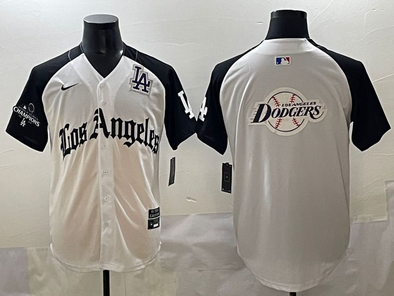 Men 2025 Los Angeles Dodgers Blank White black Five generations Joint Name Nike MLB Jersey style 52639->los angeles dodgers->MLB Jersey